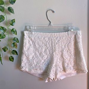 White Lace Shorts with Spandex under